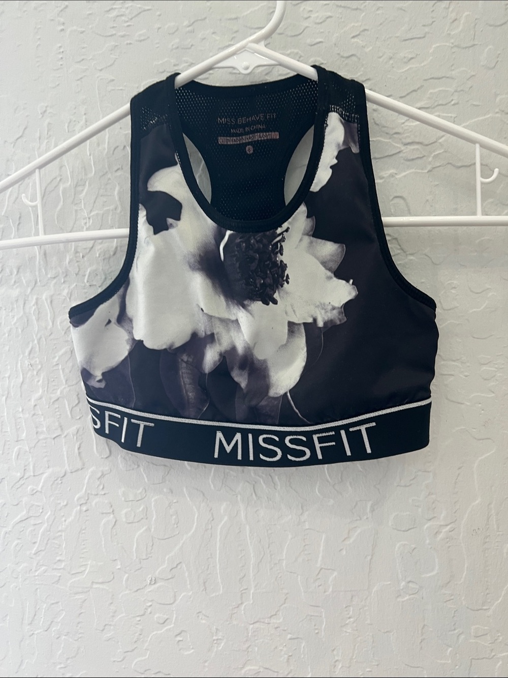 Black & White Floral Sports Bra